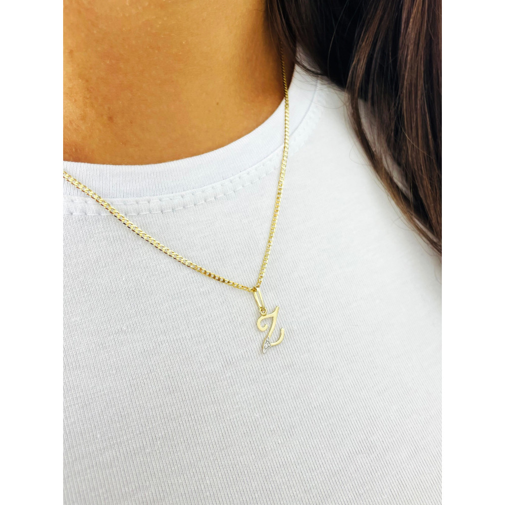 Złoty wisiorek zawieszka ozdobna literka Z z cyrkoniami