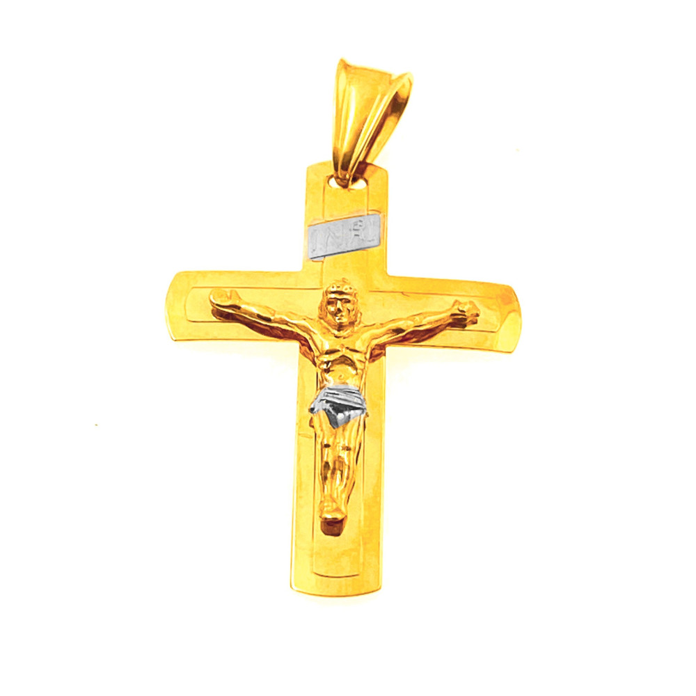 Złoty krzyżyk Jezus Chrystus INRI