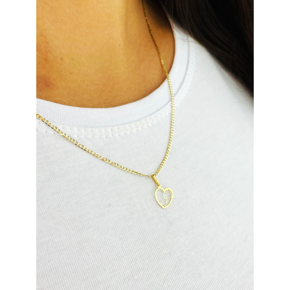 Złoty wisiorek zawieszka serce ażurowe