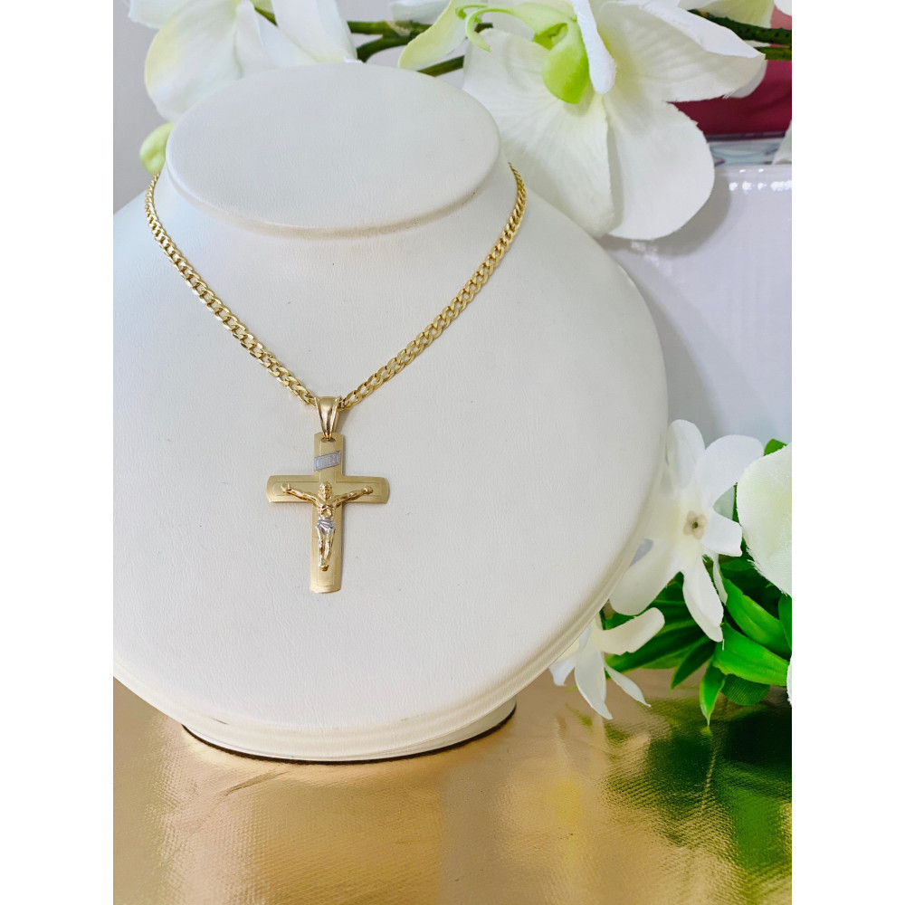 Złoty krzyżyk Jezus Chrystus INRI