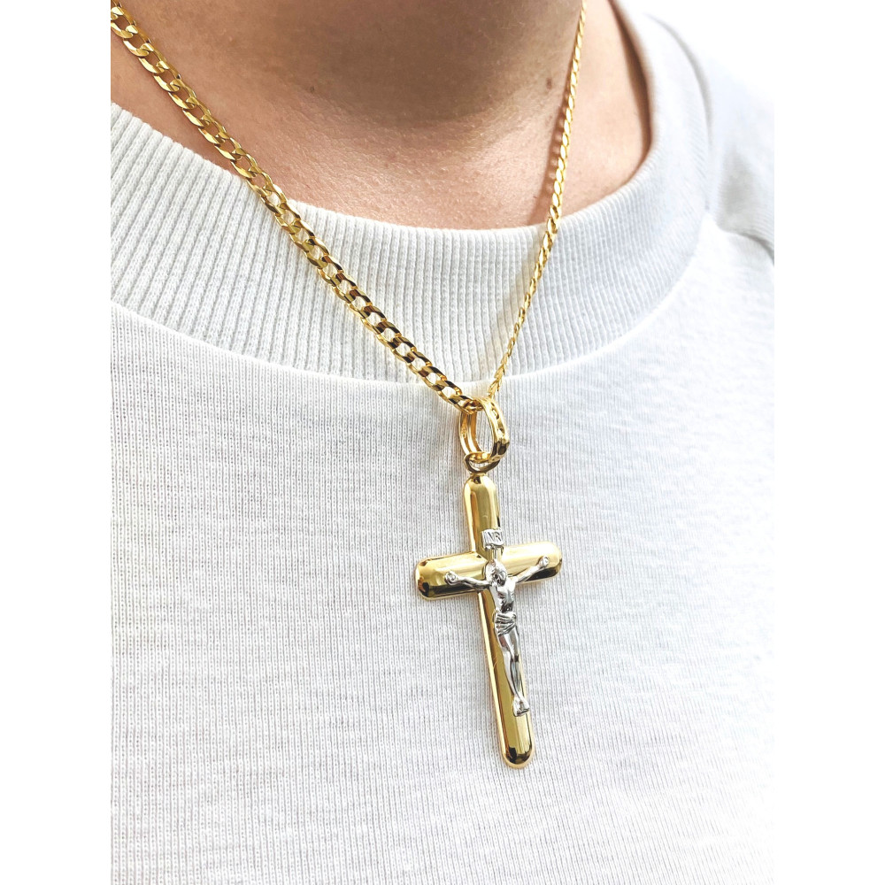 Złoty krzyżyk Jezus Chrystus INRI