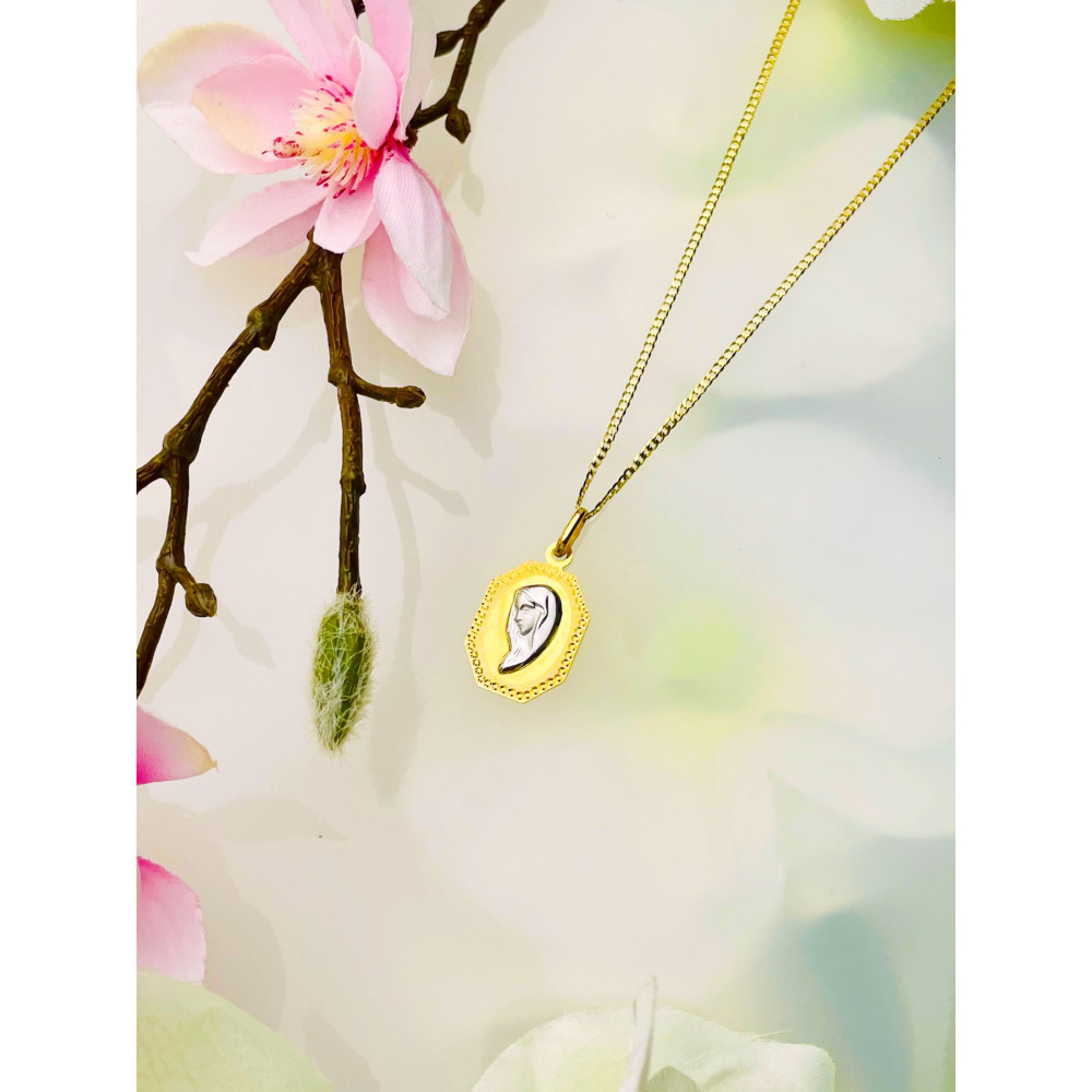 Anhänger Madonna Maria mit Jesuskind Goldanhänger Bicolor