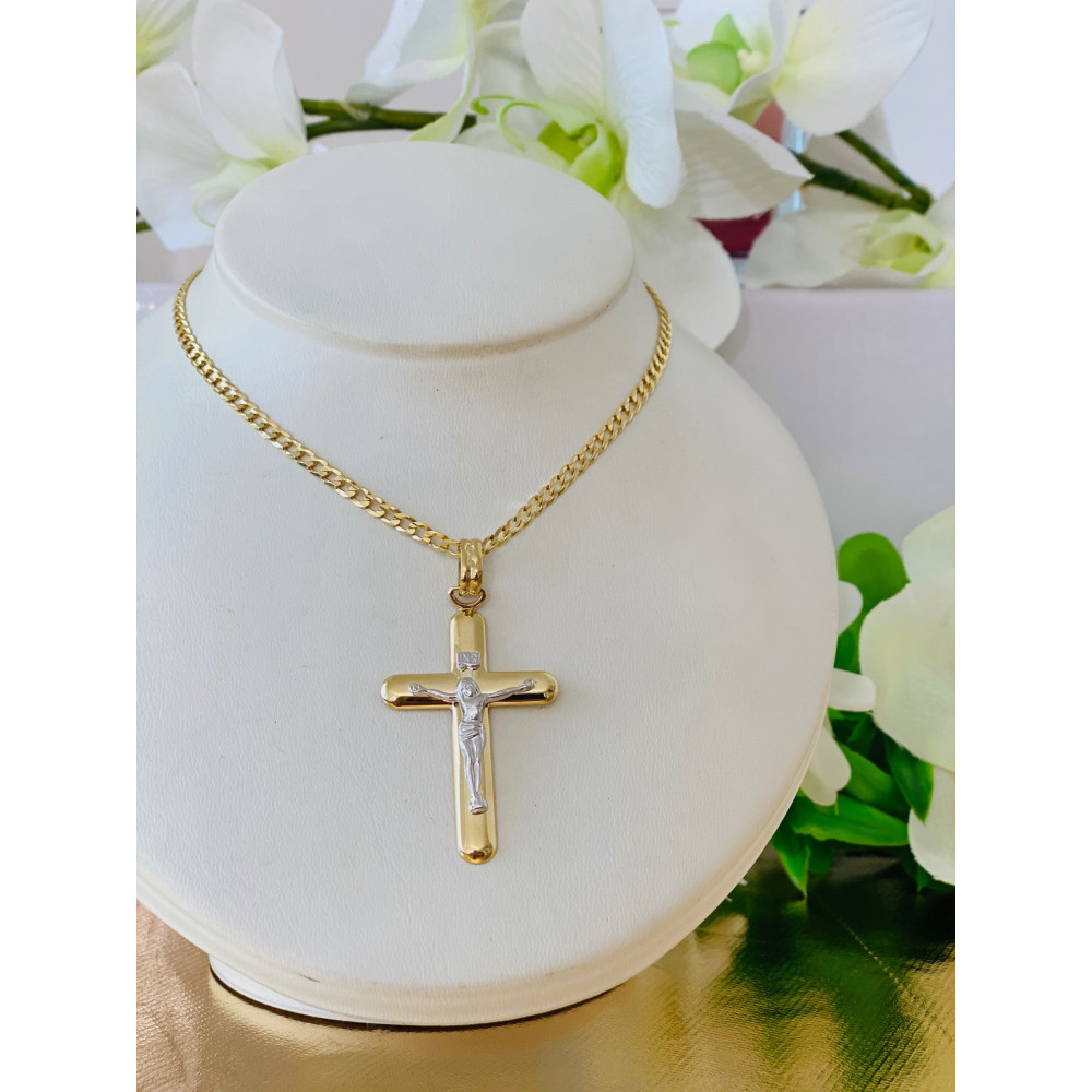 Złoty krzyżyk Jezus Chrystus INRI