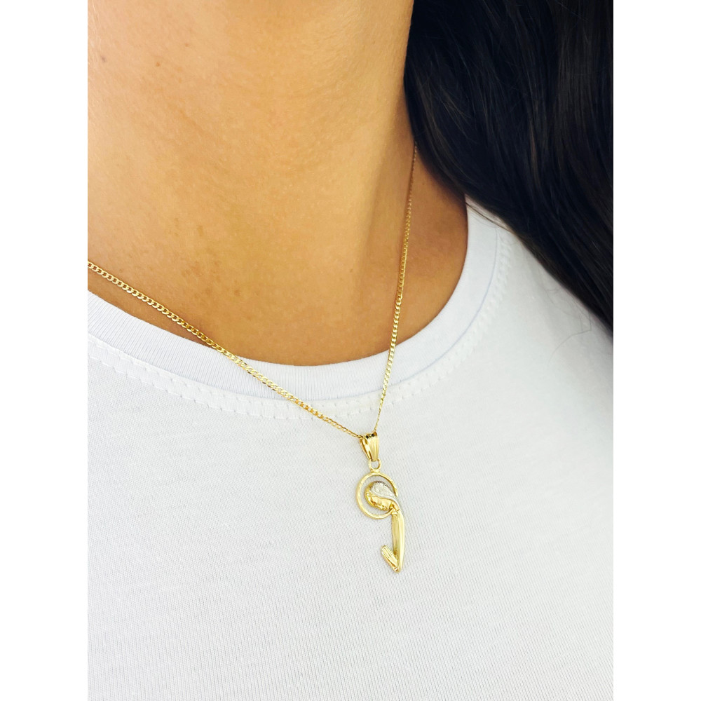 Złoty Medalik ozdobny Zawieszka Matka Boska Fatimska dwukolorowy