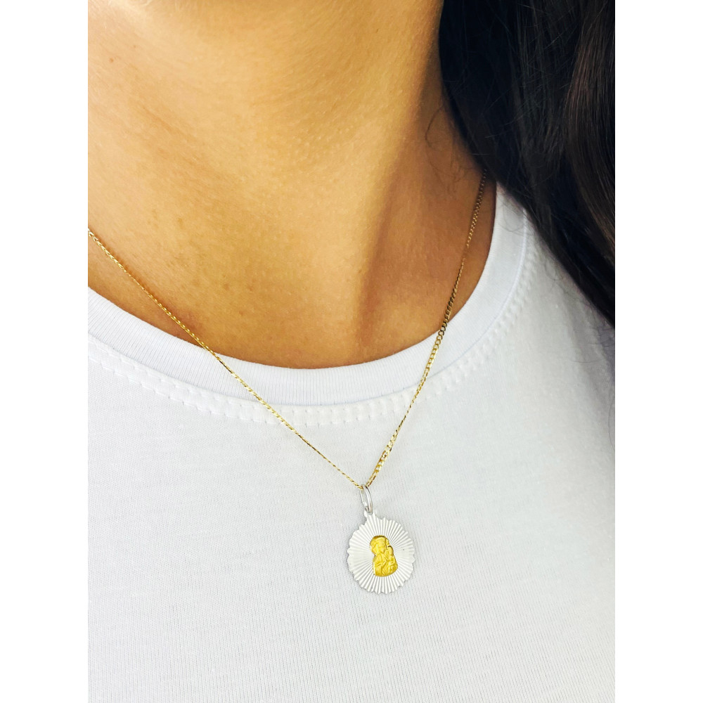 Anhänger Madonna Maria mit Jesuskind Goldanhänger Bicolor