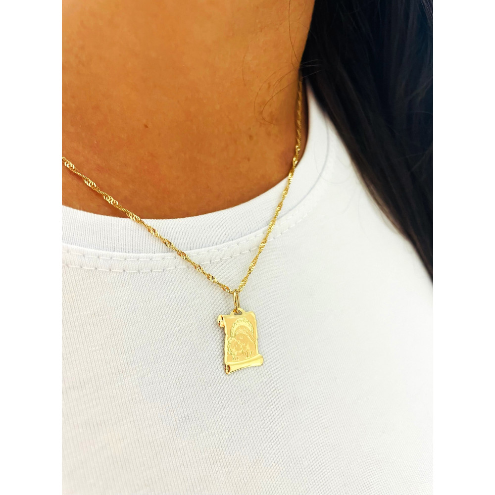 Anhänger Jesus Christus Madonna Maria mit Jesuskind Kettenanhänger Gelbgold