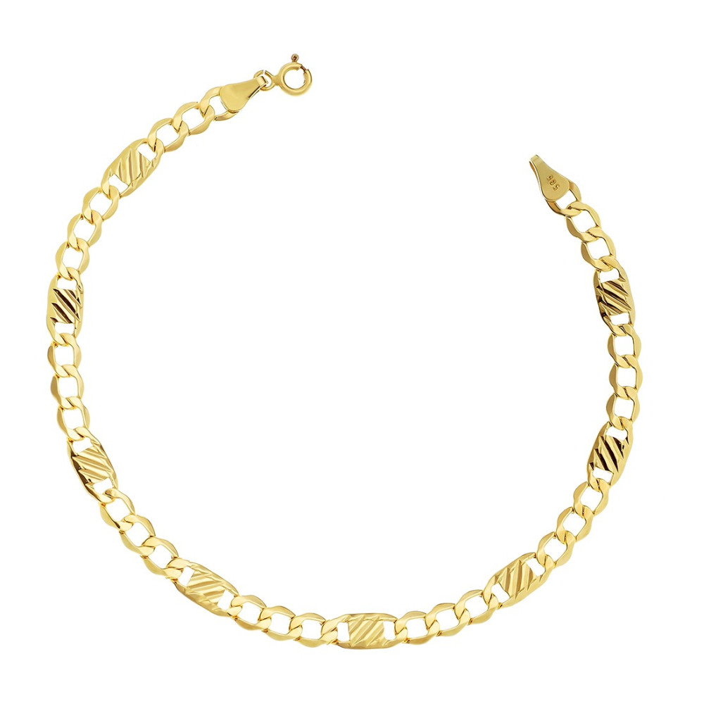 Goldarmbänd Gold Armbänd Armkette Platte Figaro