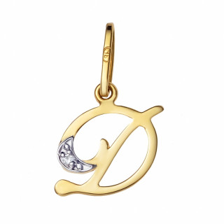 Złoty wisiorek zawieszka ozdobna literka D z cyrkoniami