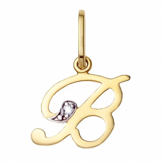 Złoty wisiorek zawieszka ozdobna literka B z cyrkoniami