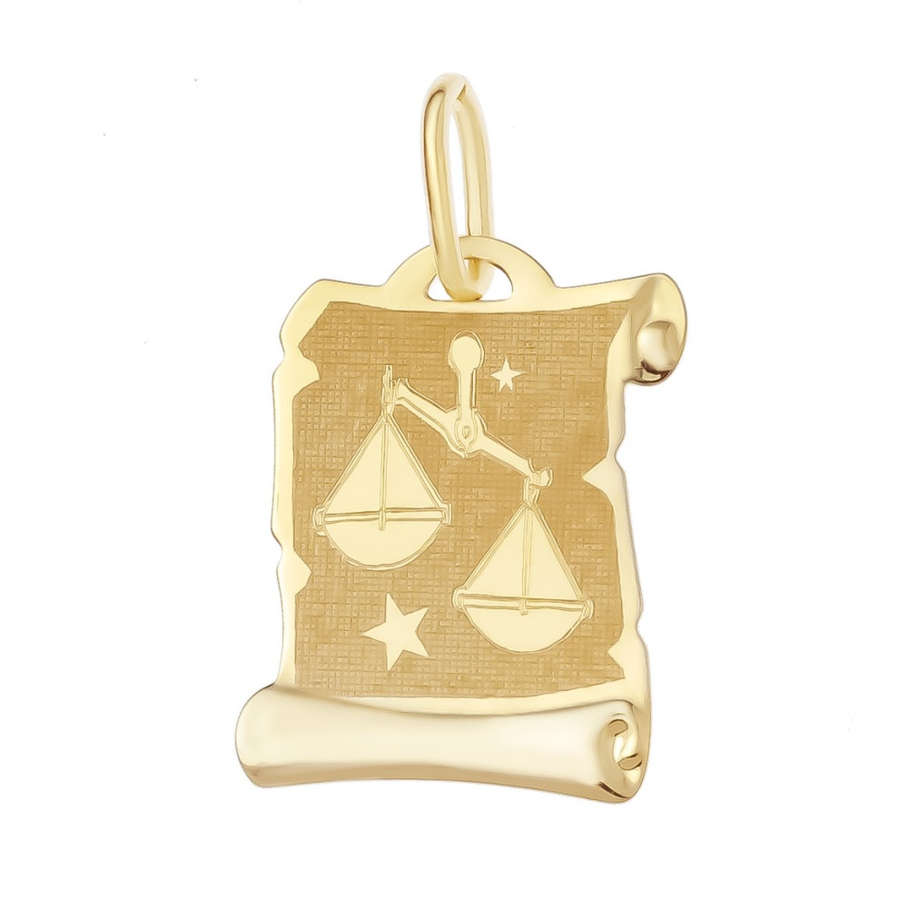 Złoty wisiorek zawieszka papirus znak zodiaku waga