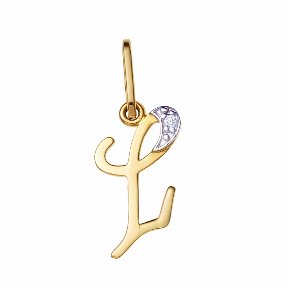 Złoty wisiorek zawieszka ozdobna literka Ł z cyrkoniami