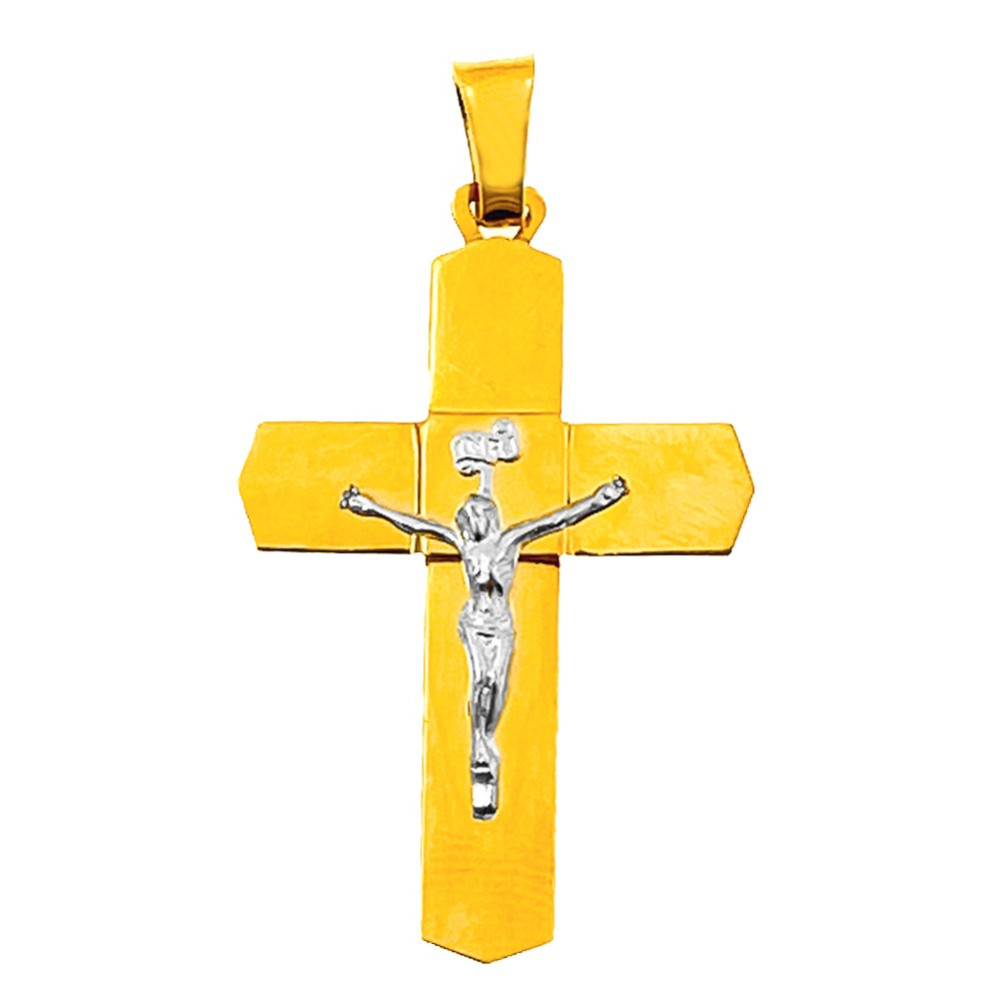 Goldanhänger Kettenanhänger Gold Anhänger Kreuz Goldkreuz Jesus Kruzifix Gelbgold Weißgold Bicolor 585er 14KT