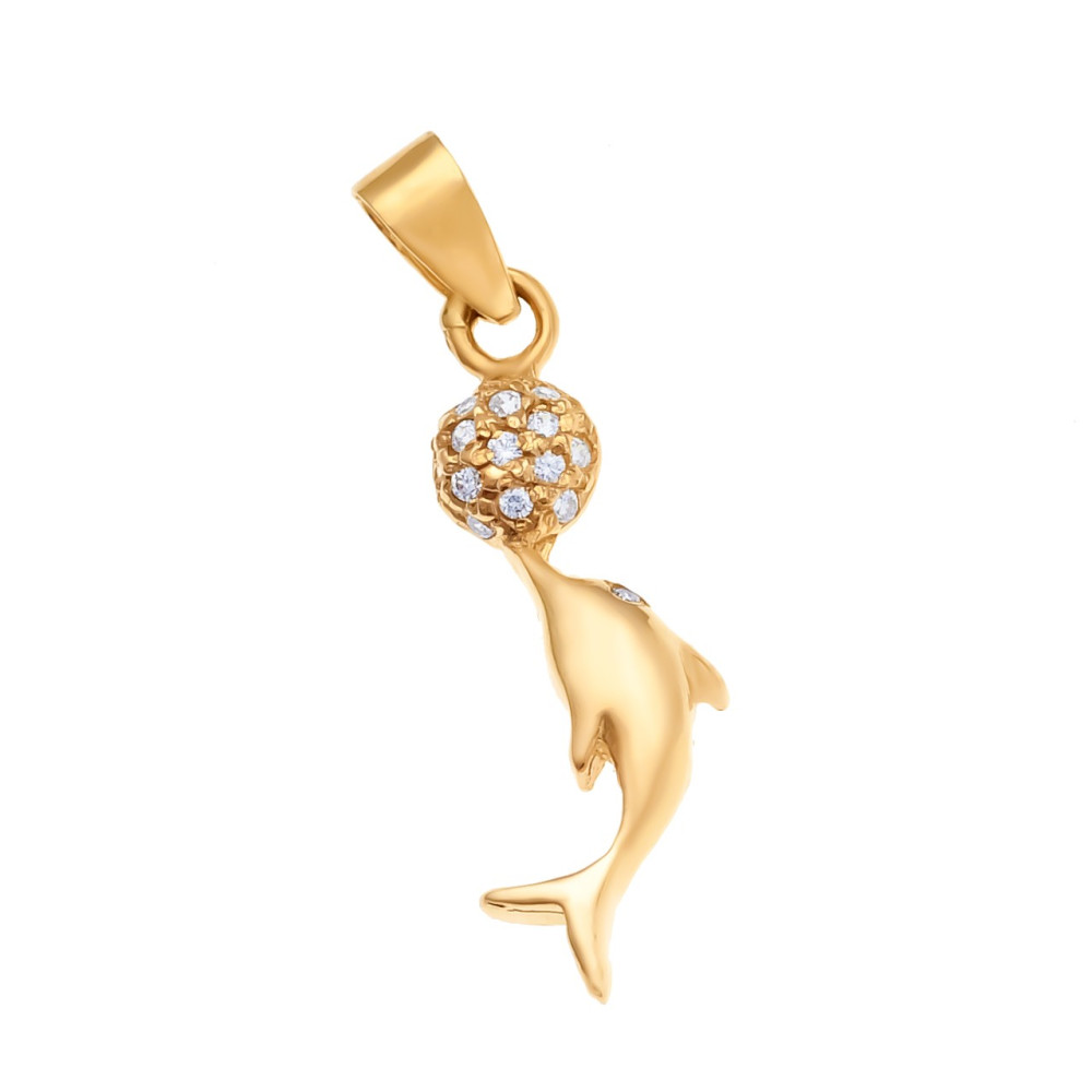 Anhänger Kettenanhänger Delphin mit Zirkonia 585er 14Kt Gelbgold Goldanhänger