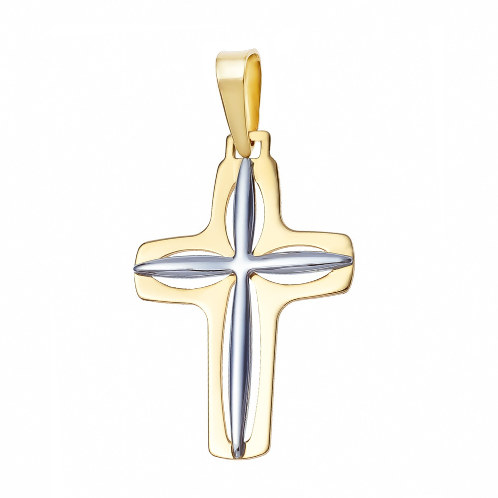 Złoty krzyżyk klasyczny dwukolorowy