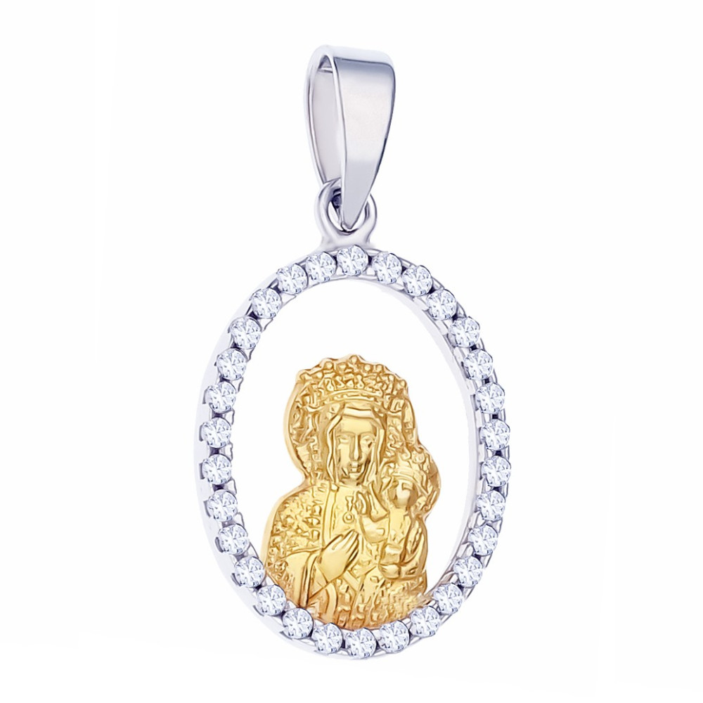 Anhänger Madonna Maria mit Jesuskind Goldanhänger Gelbogold Zirkonia