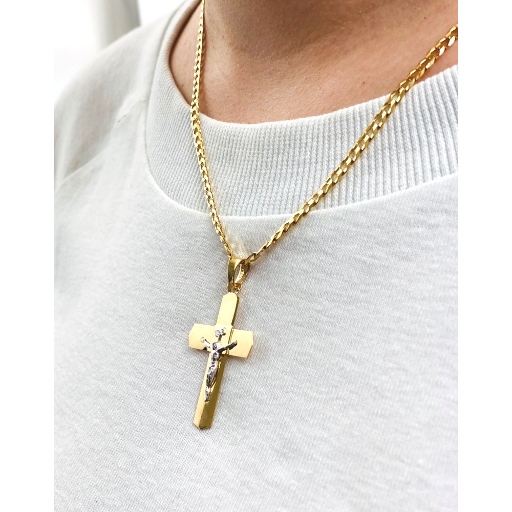 Goldanhänger Kettenanhänger Gold Anhänger Kreuz Goldkreuz Jesus Kruzifix Gelbgold Weißgold Bicolor 585er 14KT