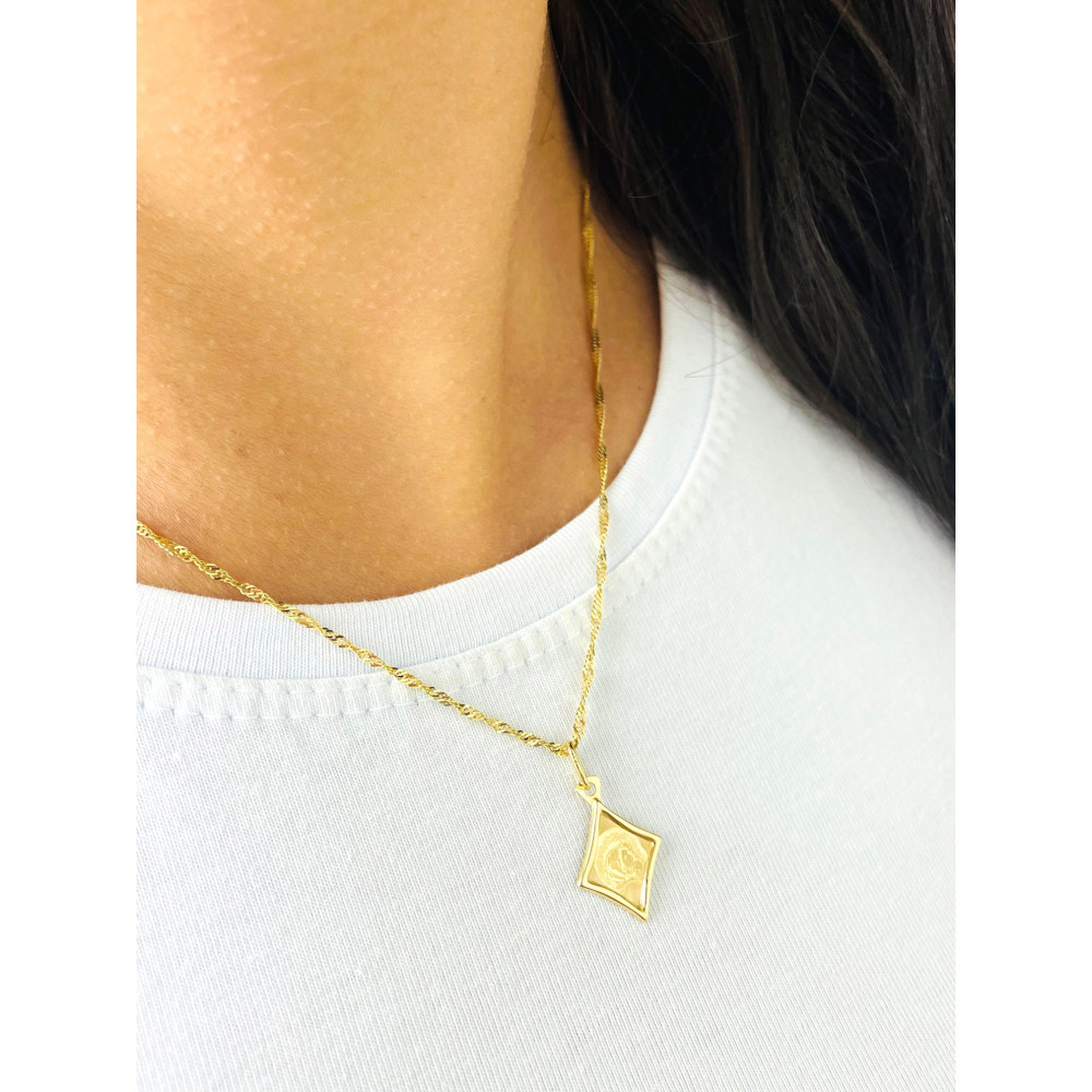 Złoty Medalik Zawieszka Matka Boska z Dzieciątkiem Jezus