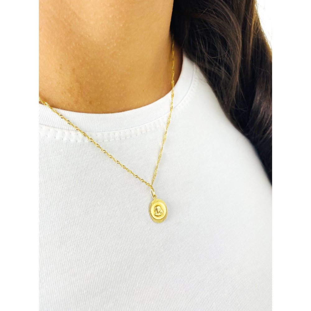 Złoty Medalik Zawieszka Matka Boska z Dzieciątkiem Jezus szkaplerz