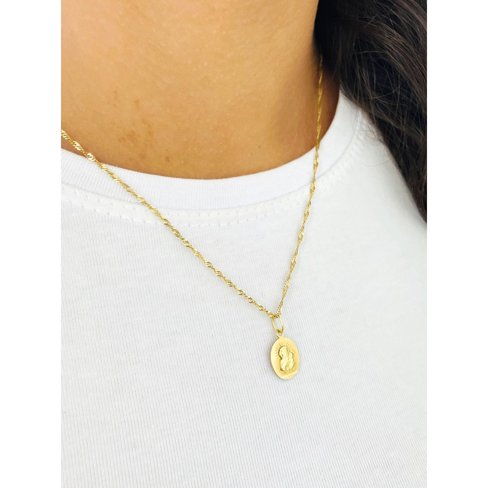 Złoty Medalik Zawieszka Matka Boska z Dzieciątkiem Jezus szkaplerz