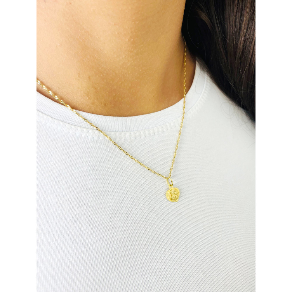 Złoty Medalik serce Zawieszka Matka Boska Częstochowska