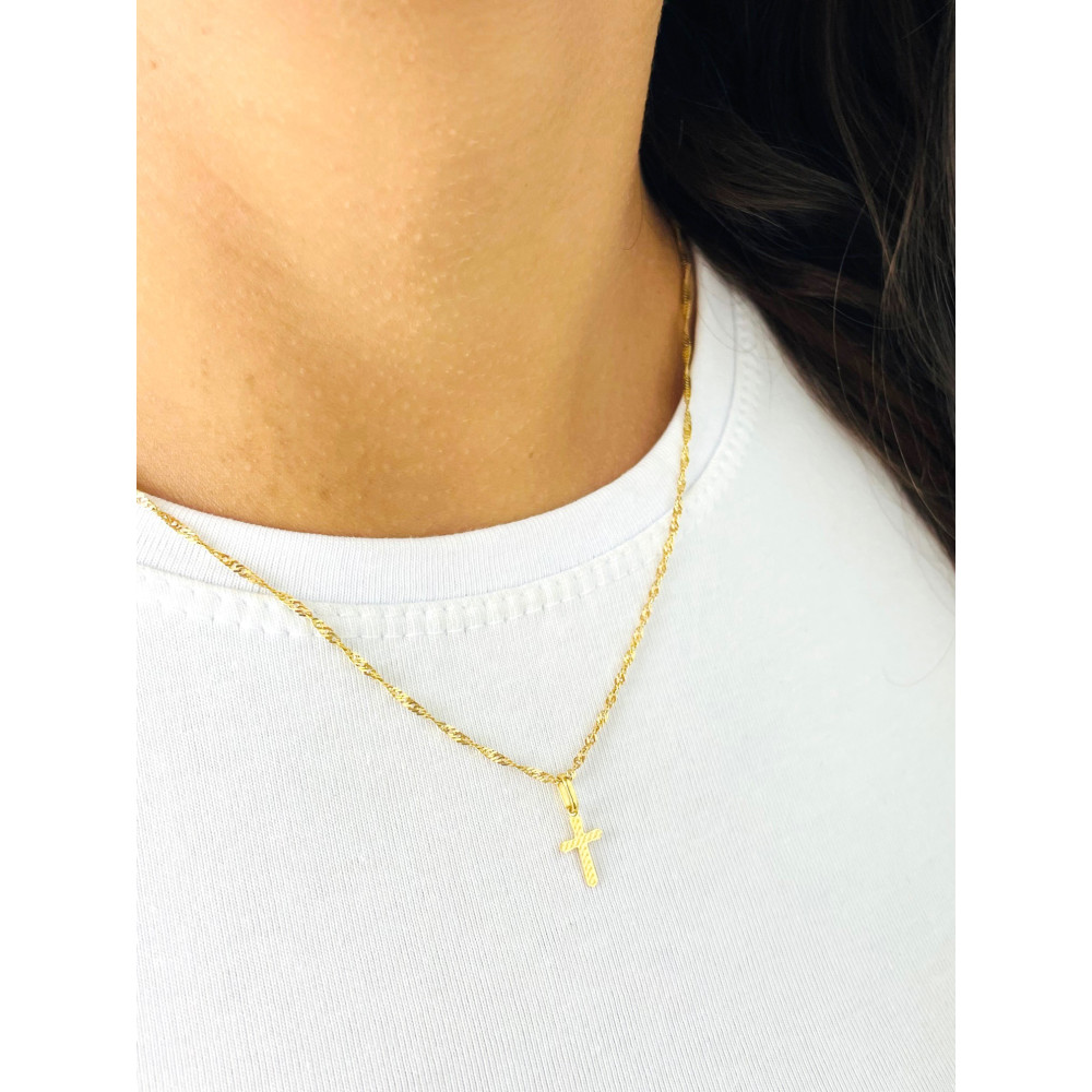 Złoty krzyżyk klasyczny zdobiony