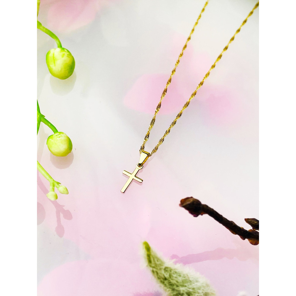 Złoty krzyżyk klasyczny prosty polerowany