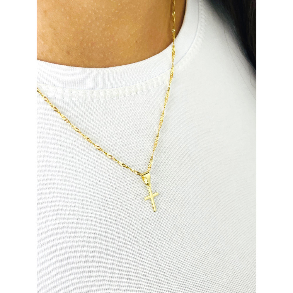 Złoty krzyżyk klasyczny prosty polerowany