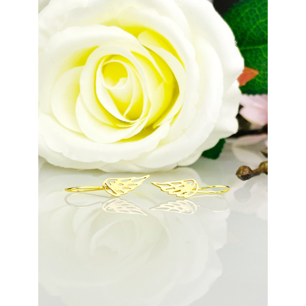 Gold Ohrringe Flügel Ohrhänger Ohrstecker Ohrschmuck Gelbgold