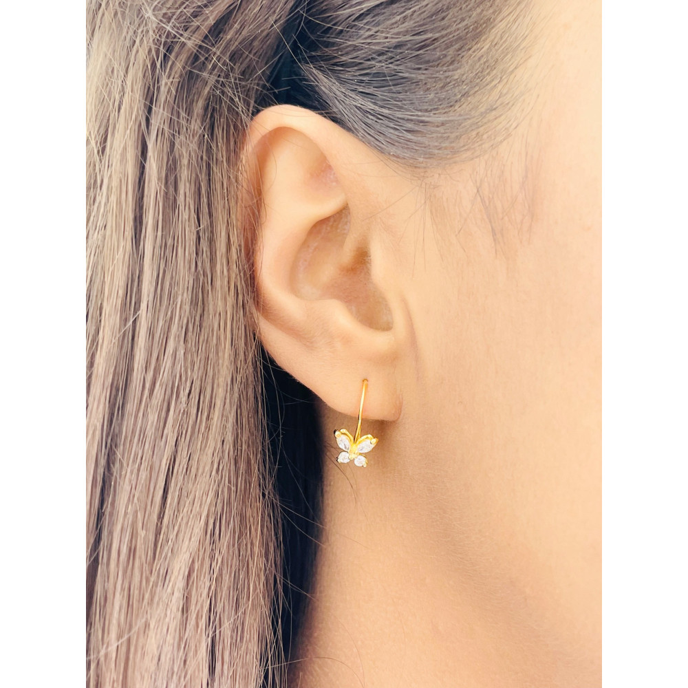 Gold Ohrringe Mit Zirkonia Ohrhänger Ohrstecker Ohrschmuck Paar Gelbgold  Schmetterling