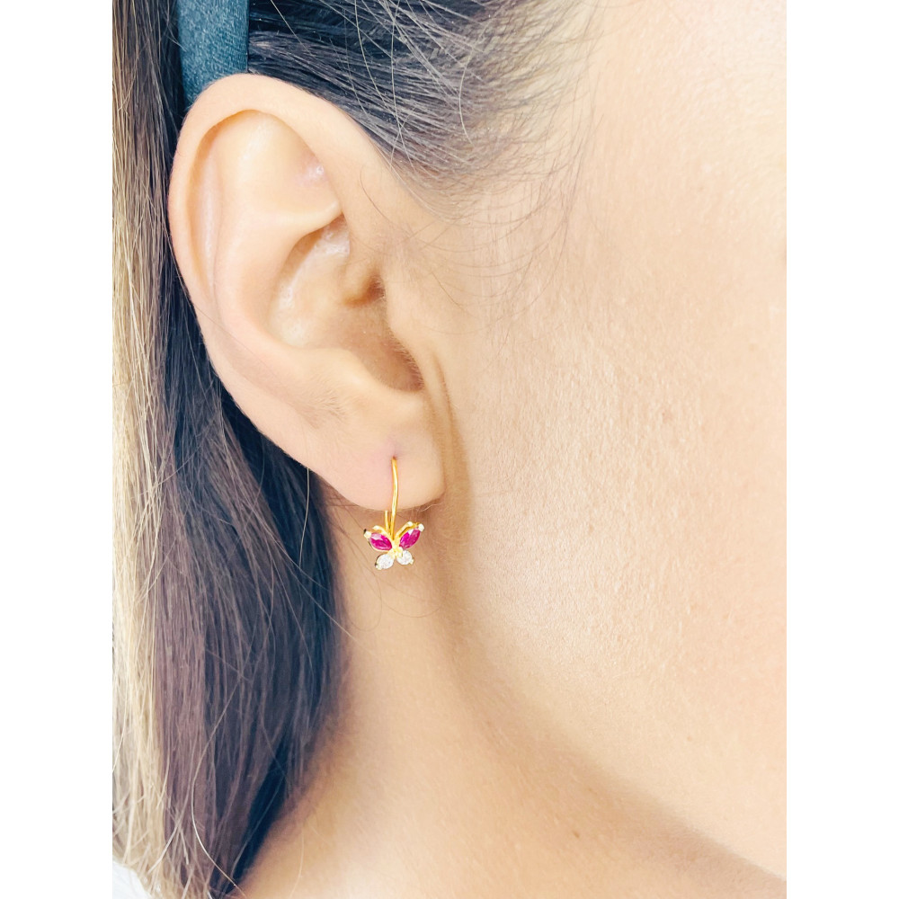 Gold Ohrringe Mit Zirkonia Ohrhänger Ohrstecker Ohrschmuck Paar Gelbgold  Schmetterling