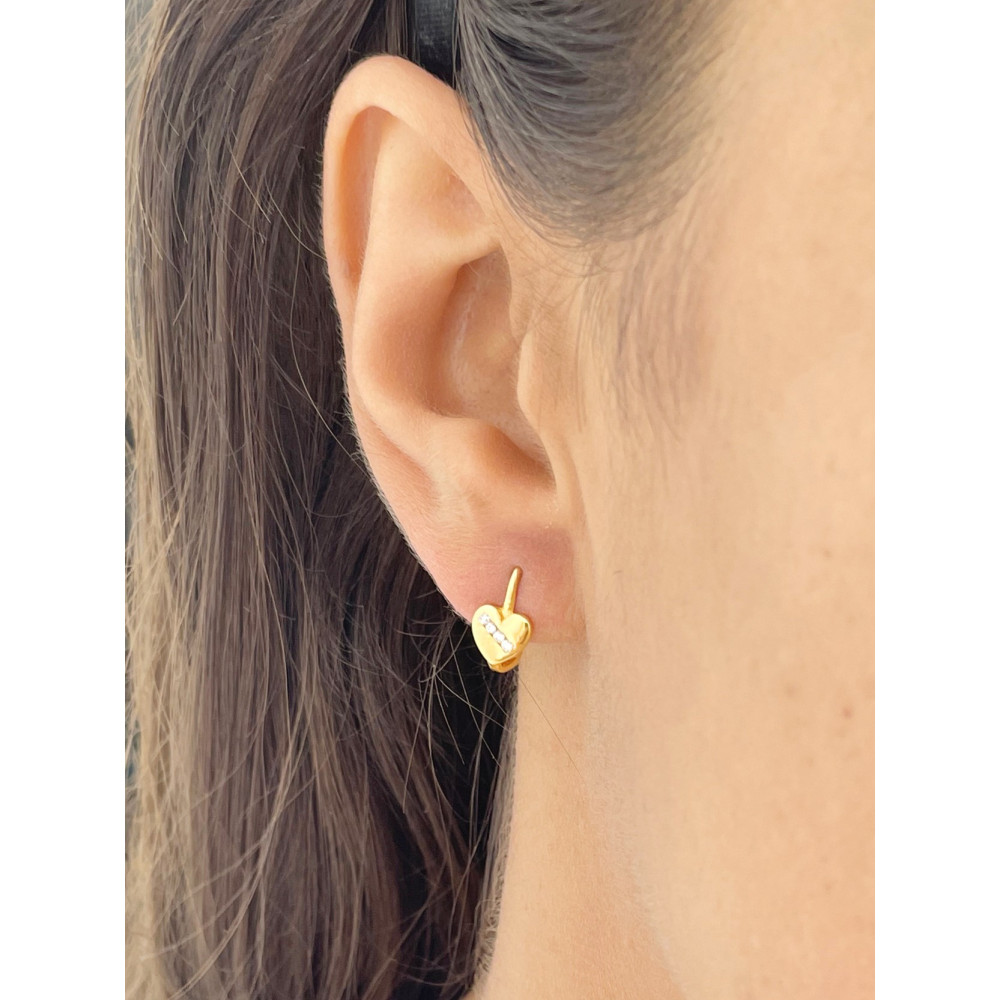 Gold Ohrringe Mit Zirconia Herzen Ohrhänger Ohrstecker Ohrschmuck Gelbgold