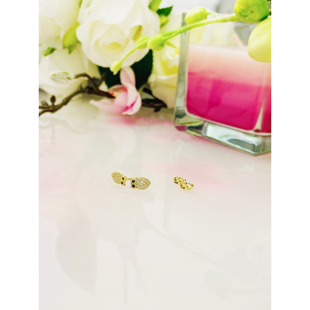 copy of Złote kolczyki przecinki z cyrkoniami