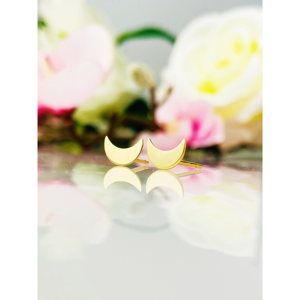 Gold Ohrringe Mond Ohrhänger Ohrstecker Ohrschmuck Gelbgold