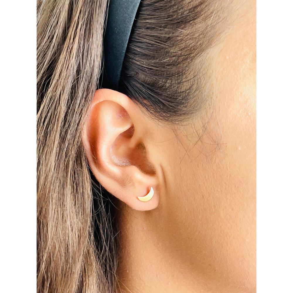 Gold Ohrringe Mond Ohrhänger Ohrstecker Ohrschmuck Gelbgold