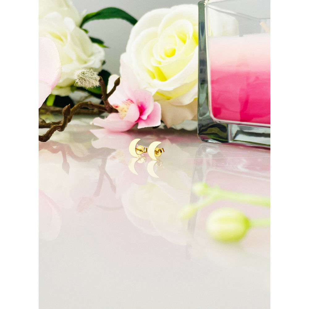 Gold Ohrringe Mond Ohrhänger Ohrstecker Ohrschmuck Gelbgold
