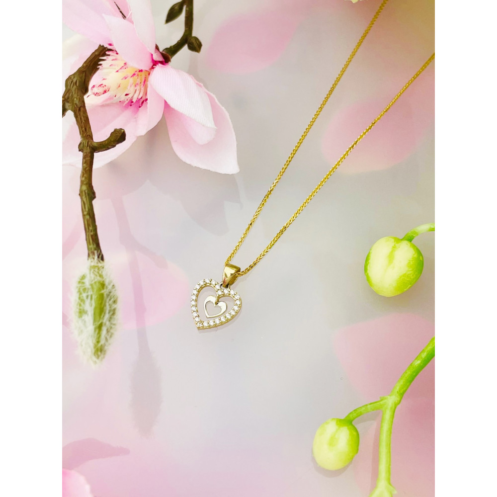 Złoty wisiorek zawieszka serce z cyrkoniami