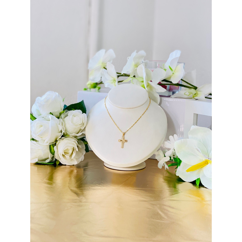 Złoty krzyżyk przestrzenny z matem