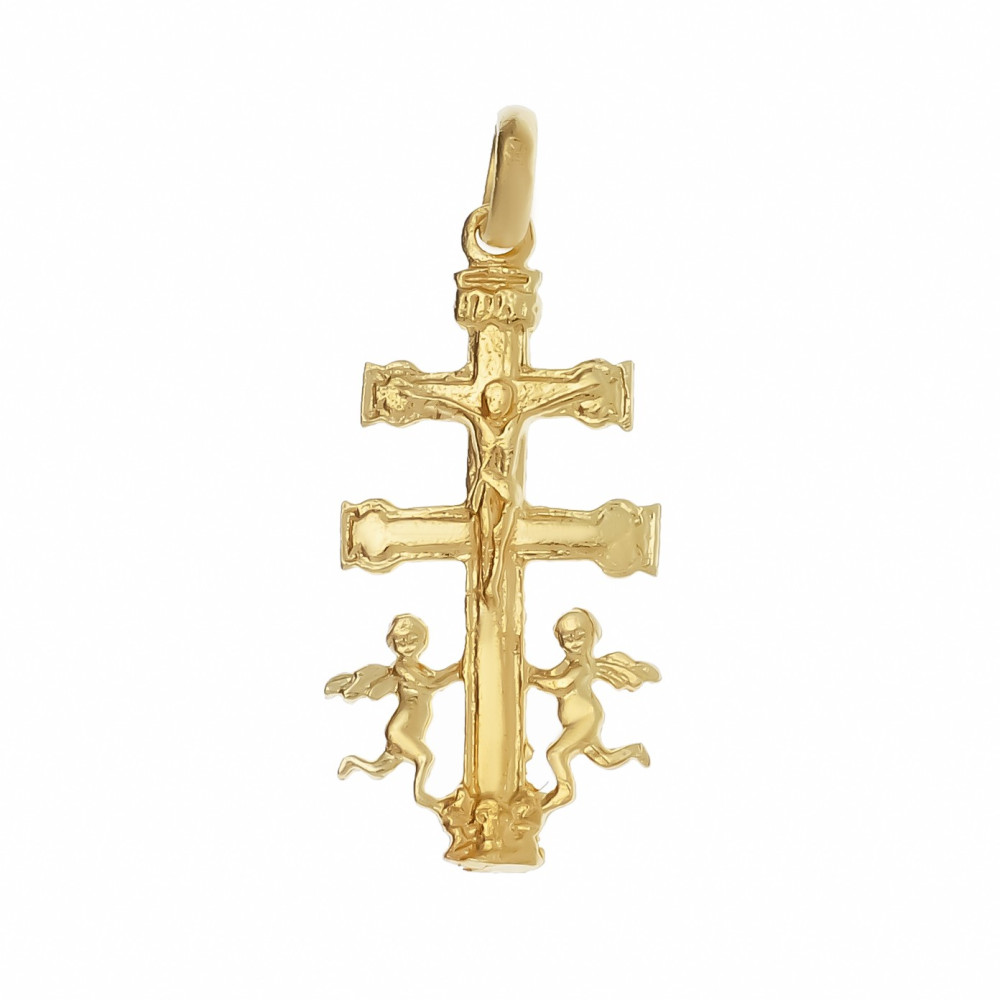 Goldanhänger Kettenanhänger Caravaca Jesus Christus Goldkreuz Gelbgold 585er 14KT