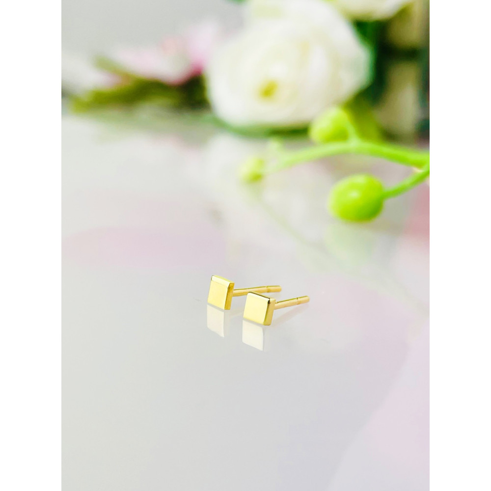 Gold Ohrringe Quadrat Ohrhänger Ohrstecker Ohrschmuck Gelbgold