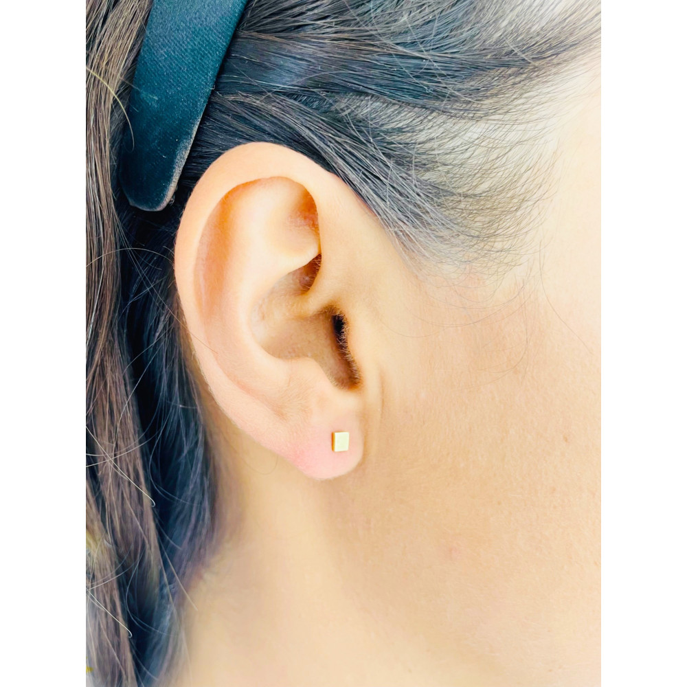 Gold Ohrringe Quadrat Ohrhänger Ohrstecker Ohrschmuck Gelbgold
