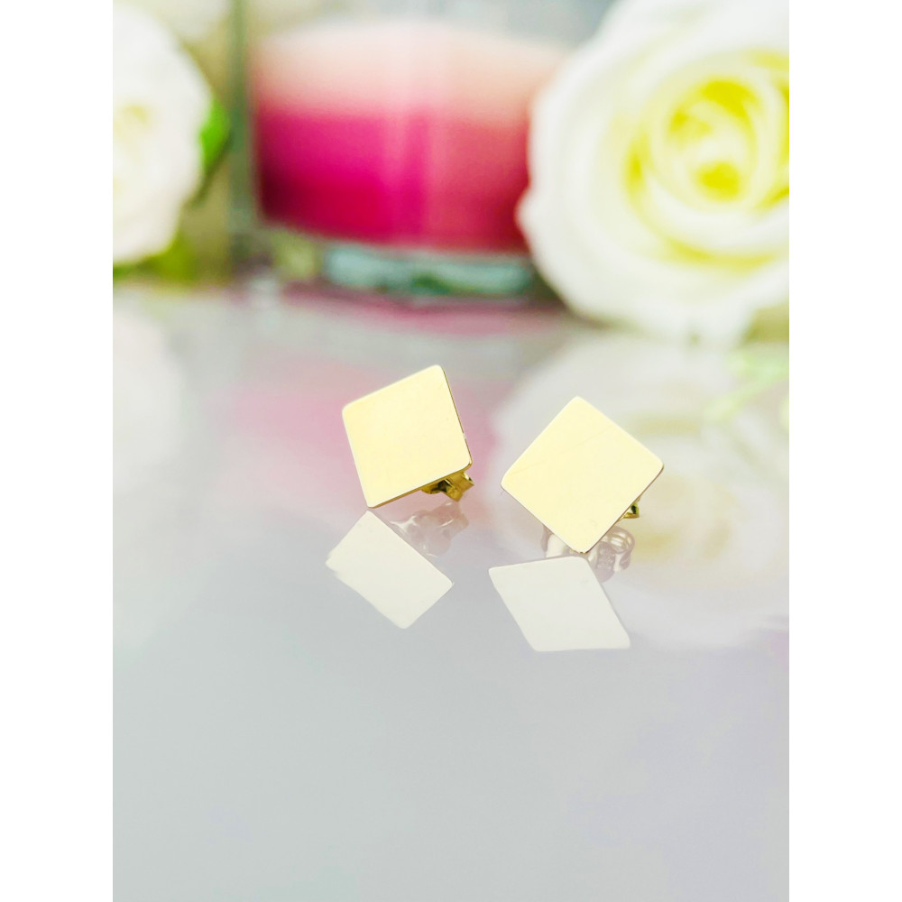 Gold Ohrringe Quadrat Ohrhänger Ohrstecker Ohrschmuck Gelbgold