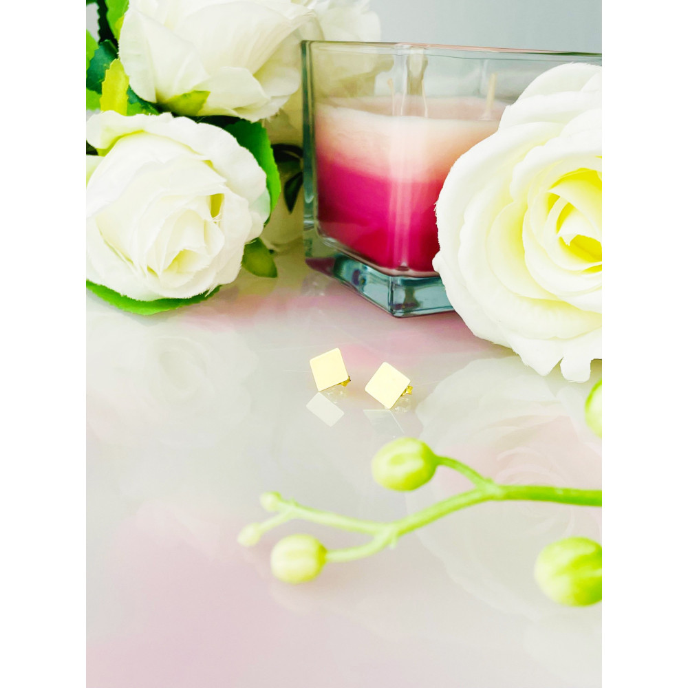 Złote kolczyki kwadrat kwadraciki