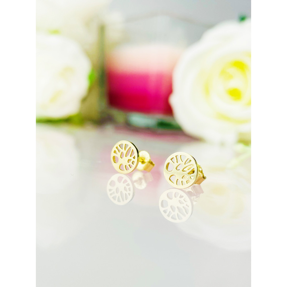 Gold Ohrringe Ohrhänger Ohrstecker Ohrschmuck Paar Gelbgold  Baum