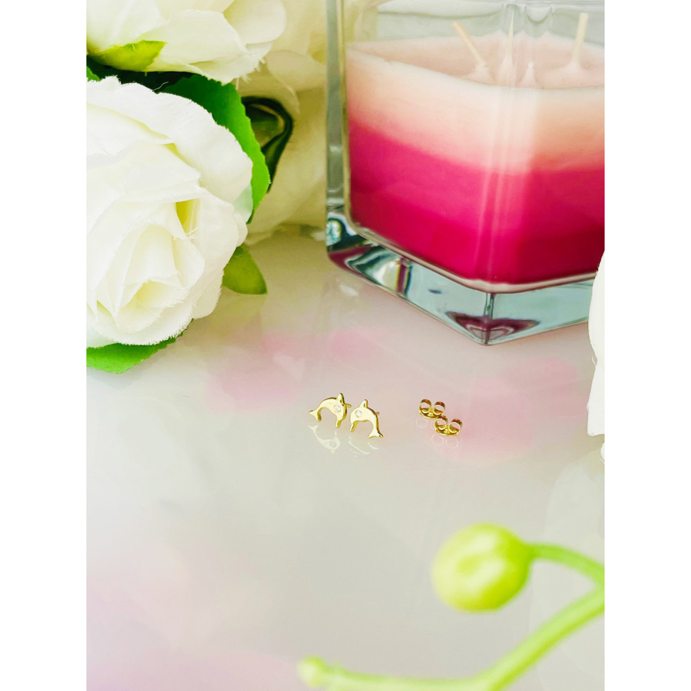 Gold Ohrringe Mit Zirkonia Ohrhänger Ohrstecker Ohrschmuck Paar Gelbgold Delfin