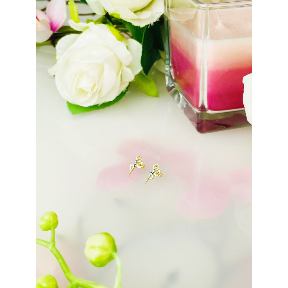 Złote kolczyki dwukolorowe baletnica