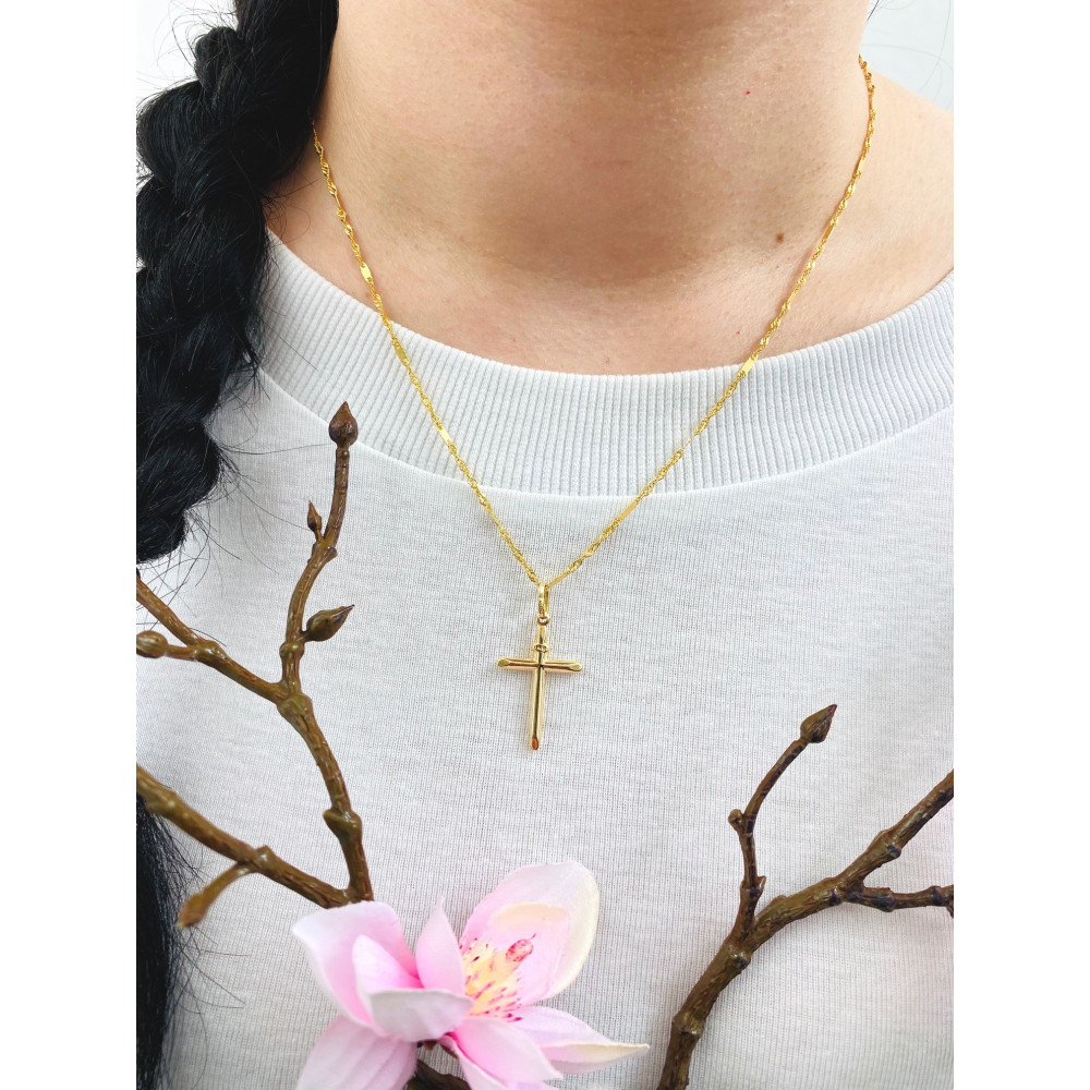 Złoty krzyżyk klasyczny prosty INRI