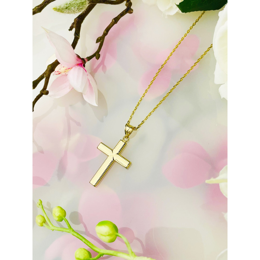 Złoty krzyżyk klasyczny prosty polerowany