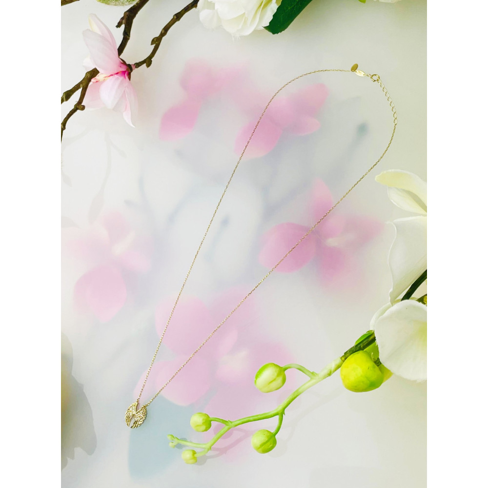 goldenes Halsband Mit Zirkonia Flügel