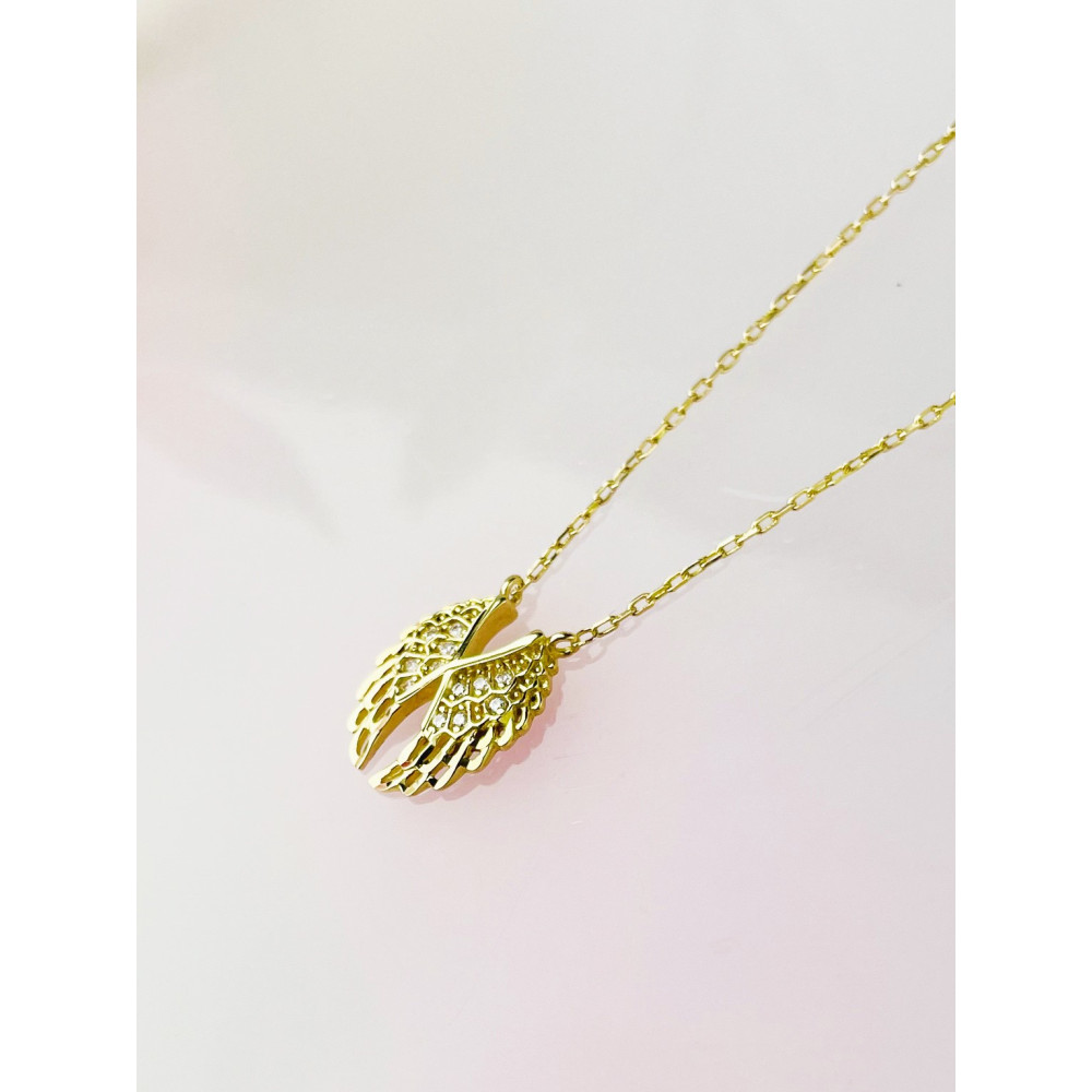 goldenes Halsband Mit Zirkonia Flügel
