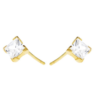 Gold Ohrringe Quadrat Mit Zirkonia Ohrhänger Ohrstecker Ohrschmuck Paar Gelbgold